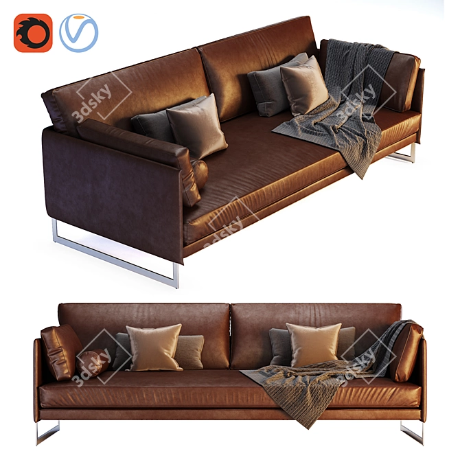 Saba Livingston Velvet Two Seater Sofa 3D model image 1