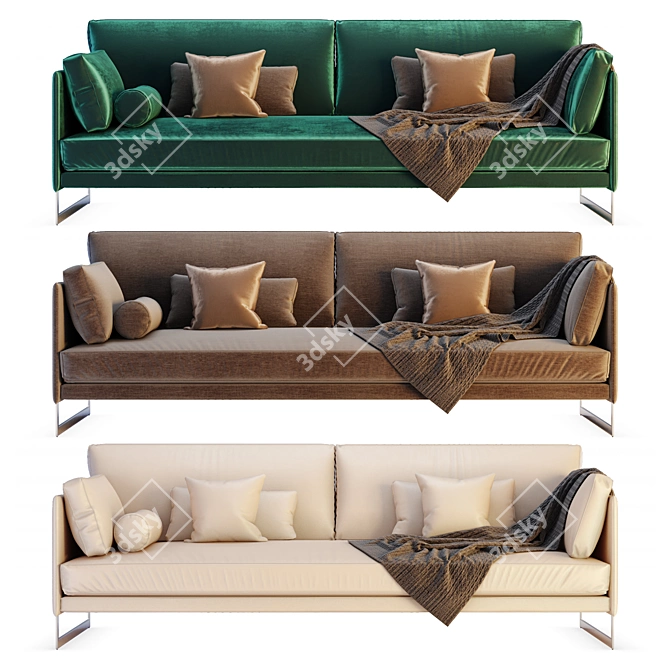 Saba Livingston Velvet Two Seater Sofa 3D model image 2