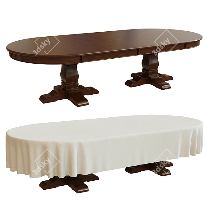 Elegant Dining Table Set 3D model image 1