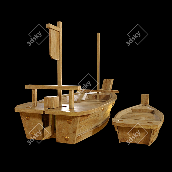 Wooden Sushi Serving Set: Unique and Stylish 3D model image 2