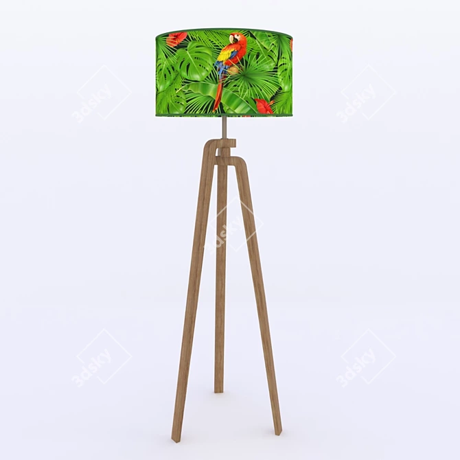 Handmade Wood Base Floor Lamp 3D model image 1