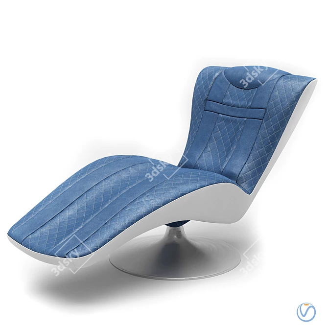 Luxurious Blue Leather Dormeuse Lounge Chair 3D model image 1