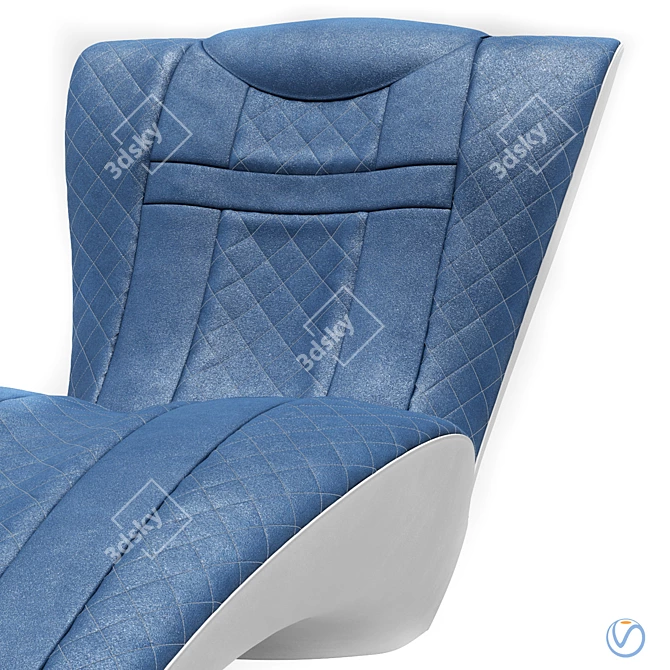 Luxurious Blue Leather Dormeuse Lounge Chair 3D model image 2