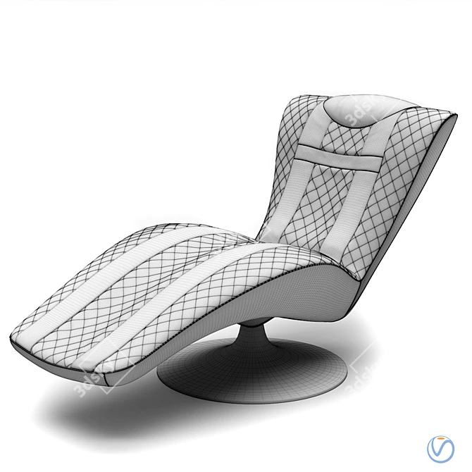 Luxurious Blue Leather Dormeuse Lounge Chair 3D model image 3