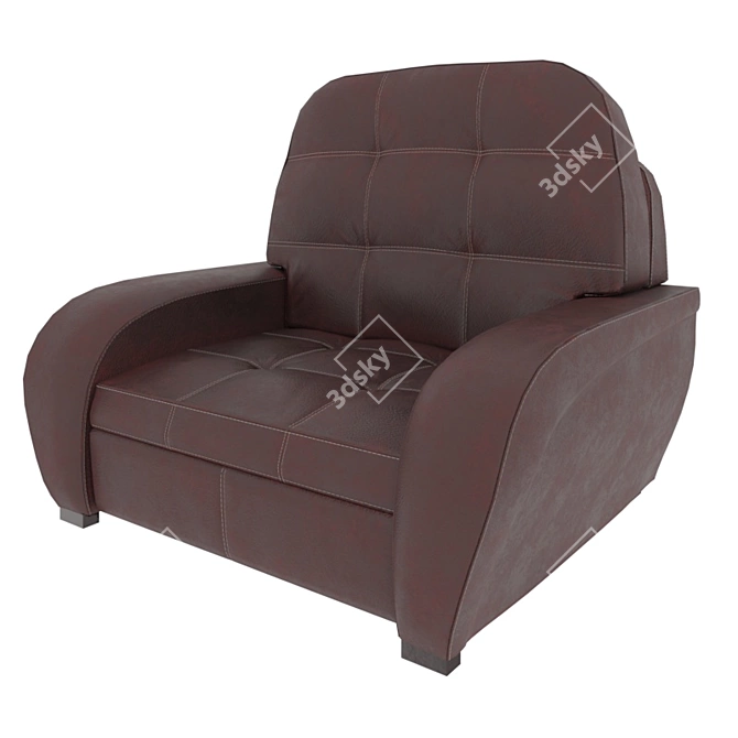 Sleek Brown Leather Chair 3D model image 1