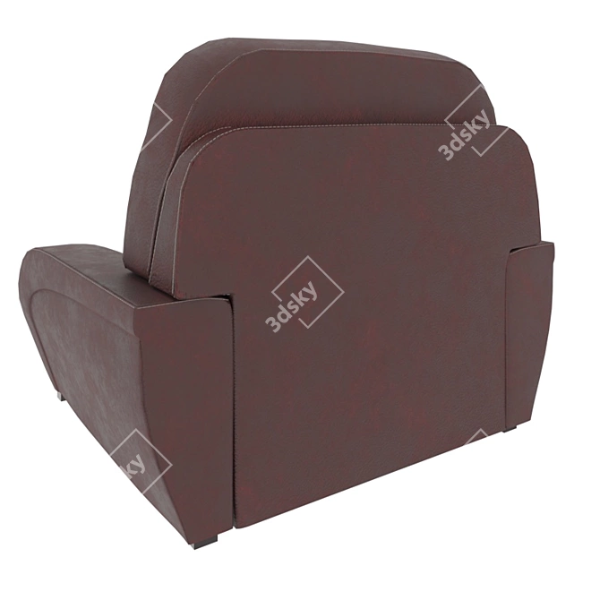 Sleek Brown Leather Chair 3D model image 2