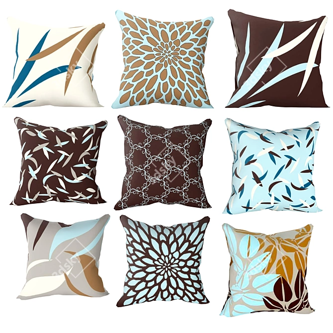 Title (English): Blue and Brown Decorative Pillows
Translation: Декоративные синие и коричневые 3D model image 1