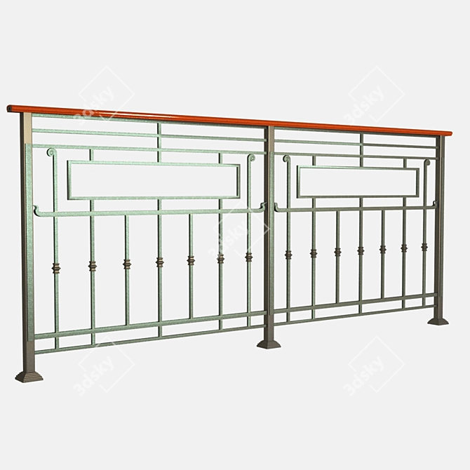 Elegant Metal Balcony Fence 3D model image 1