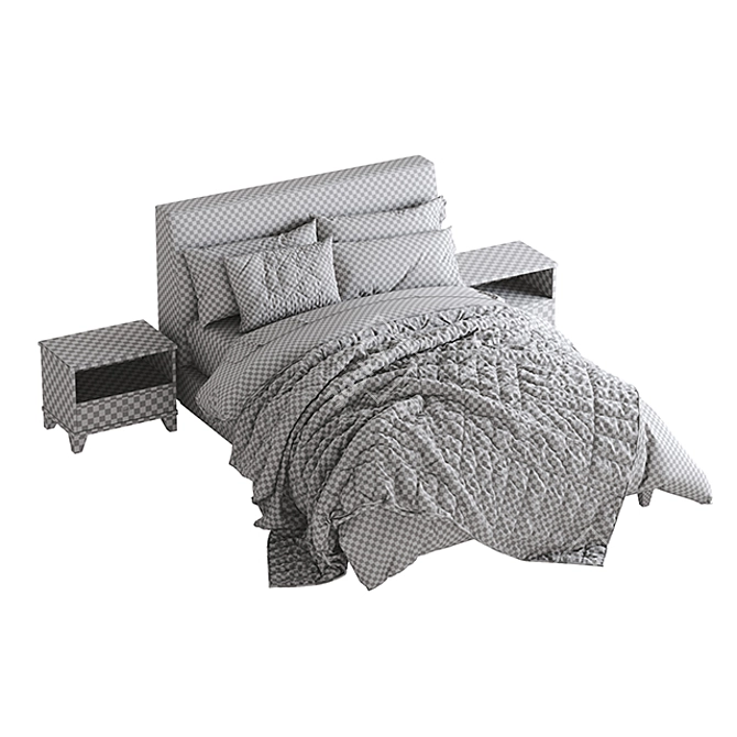 Riley Contemporary Upholstered Bed 3D model image 3