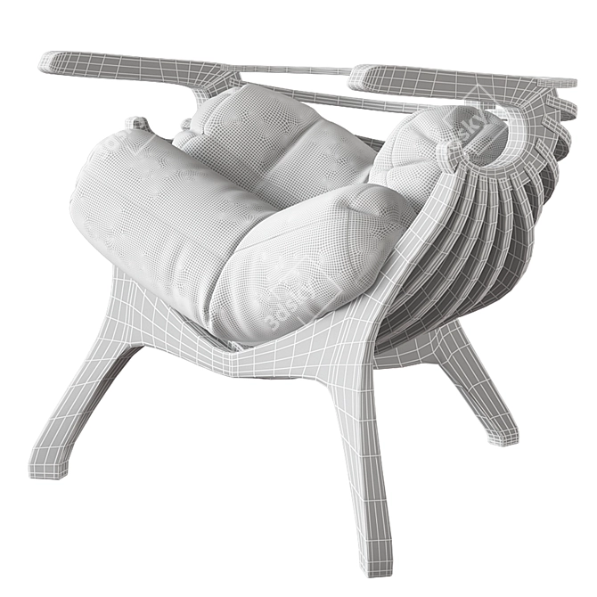 Elegant Wooden Chair 3D model image 2