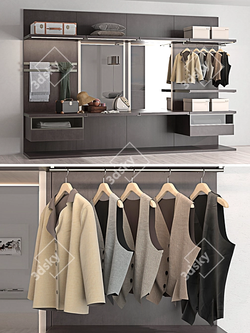 Elegant Master Dressing Wardrobe 3D model image 2