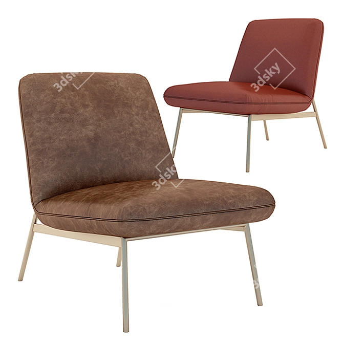 Elegant Brooks Slipper Chair 3D model image 1