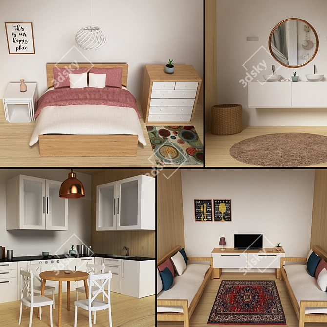 Title: Ikea Flisat Dollhouse with Furniture. 3D model image 2