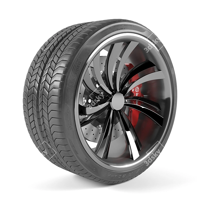 Title: Sleek Car Wheel 3D model image 1