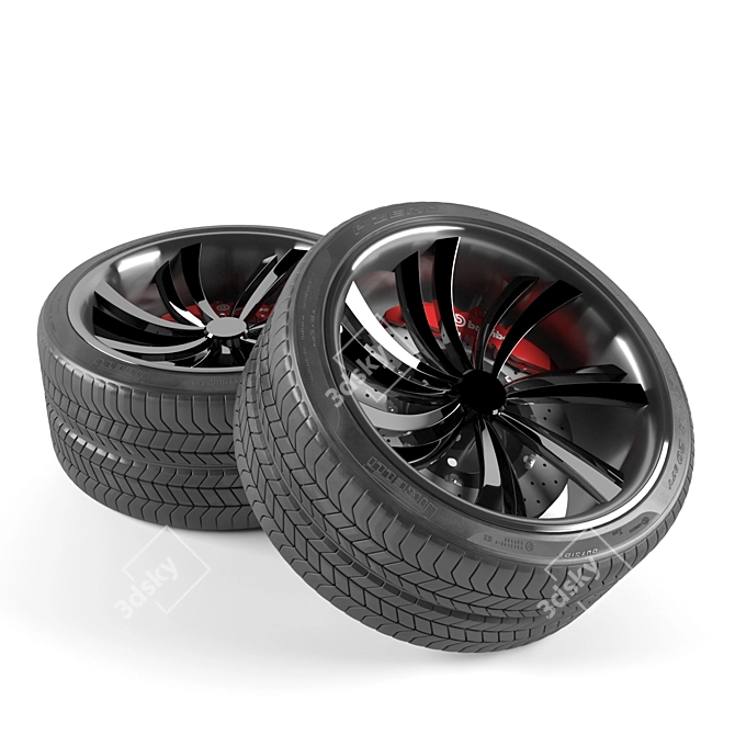 Title: Sleek Car Wheel 3D model image 2
