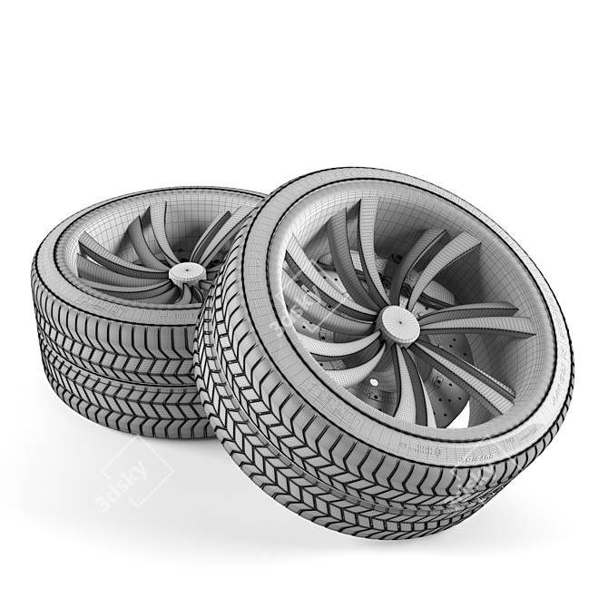 Title: Sleek Car Wheel 3D model image 3