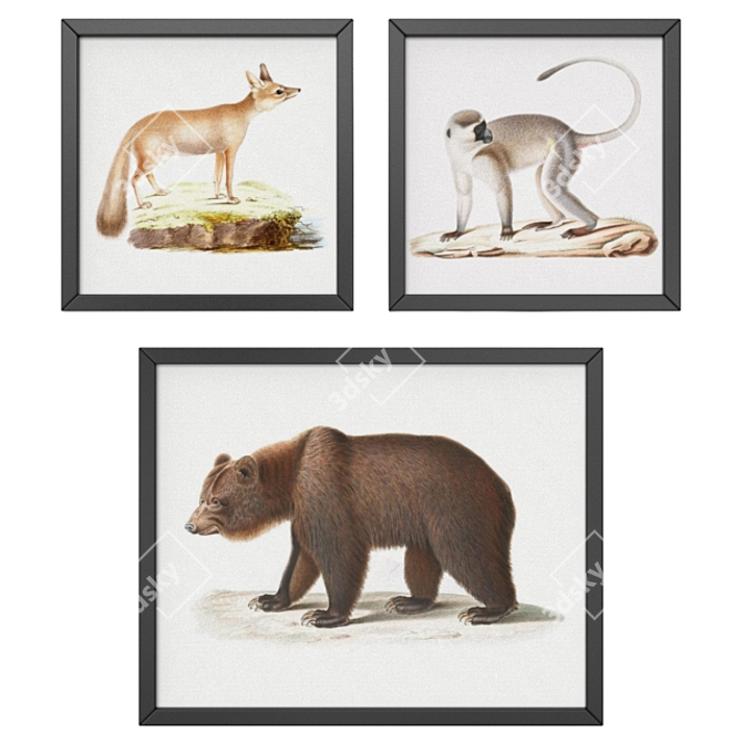 Modern Wild Animals Art Set 3D model image 1