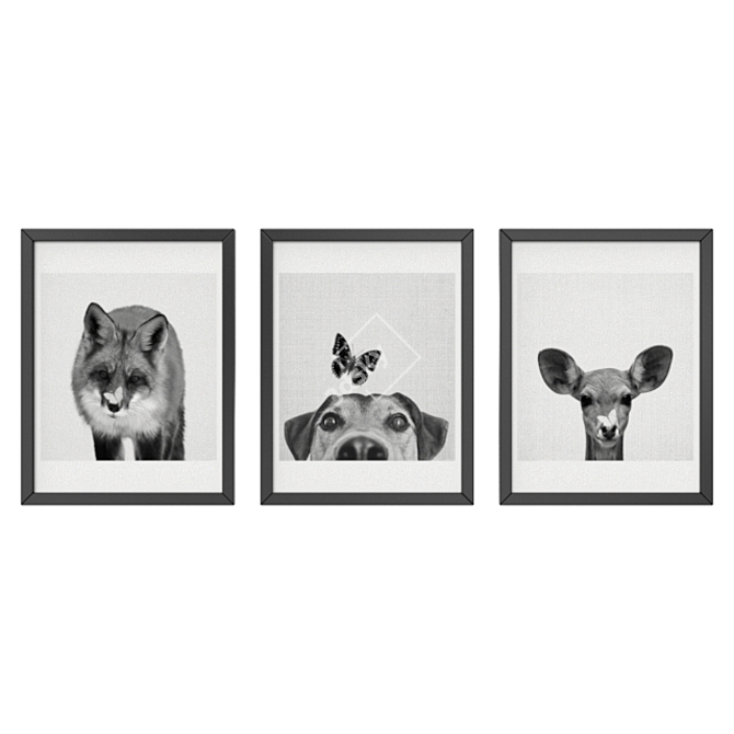 Modern Black and White Animal Art 3D model image 1