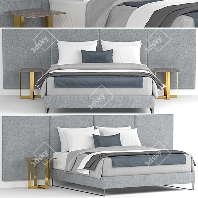 Elegant 3DMax Bed Set 3D model image 1