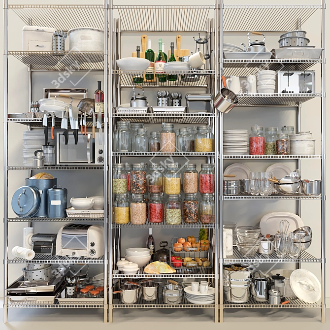 Multi-Purpose Kitchen Storage Rack 3D model image 2