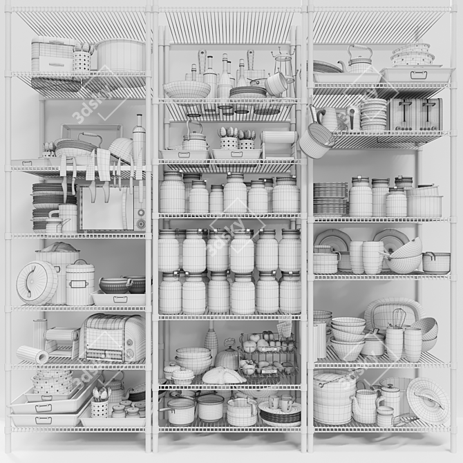 Multi-Purpose Kitchen Storage Rack 3D model image 1