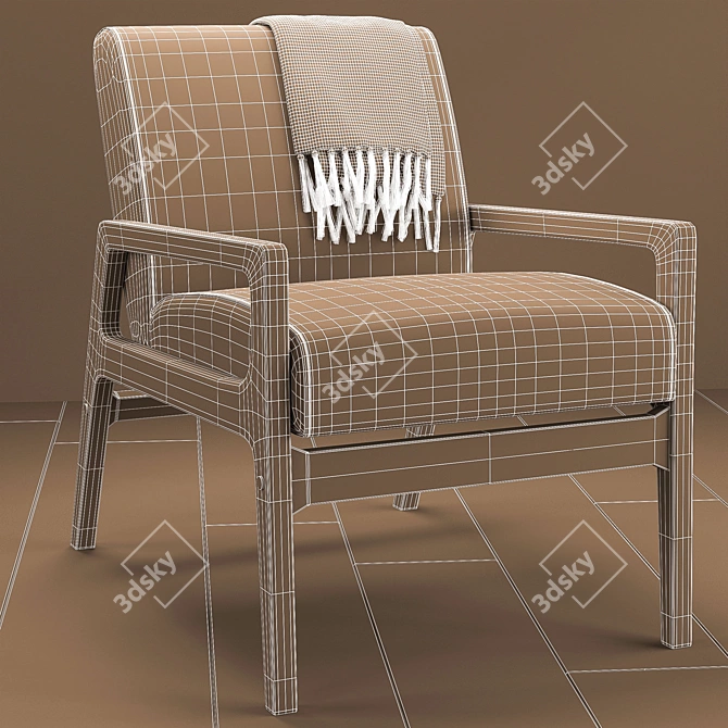 Gray Wood Arm Chair: Stylish and Comfortable 3D model image 3