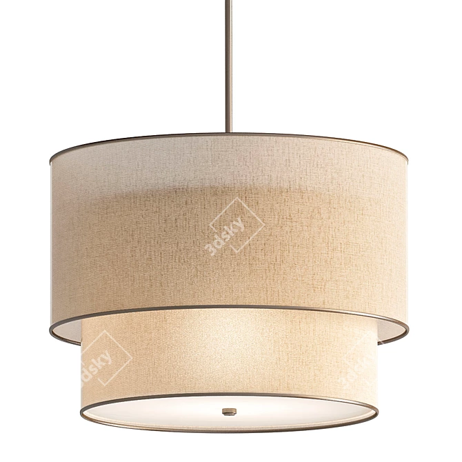 Minimalist Two-Tier Linen Chandelier 3D model image 1