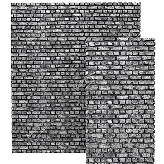 Basalt Brick Coating: High-Quality Wall Texture 3D model image 1