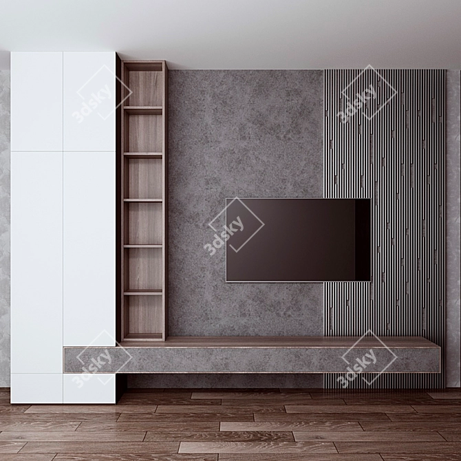 Sleek TV Wall Unit 3D model image 1