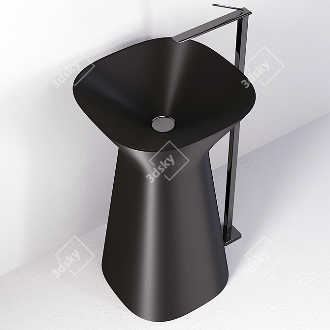 HIDRA MISTER Gloss Black Freestanding Washbasin 3D model image 3