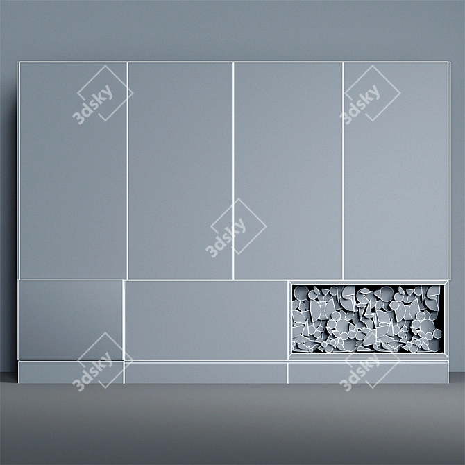 Contemporary Wood Panel Fireplace 3D model image 3