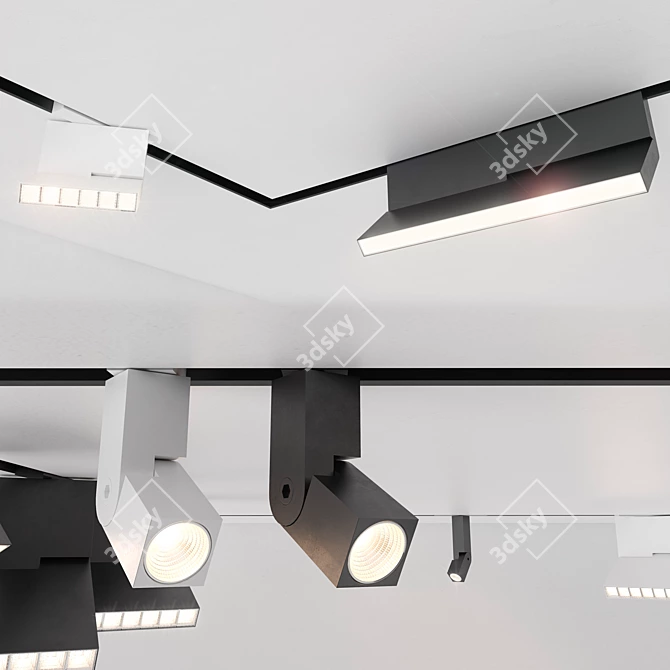 Sleek Magnetic Track Lighting 3D model image 2