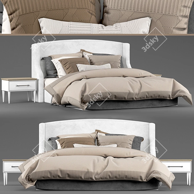 Modern Bed with Built-in Side Tables 3D model image 1