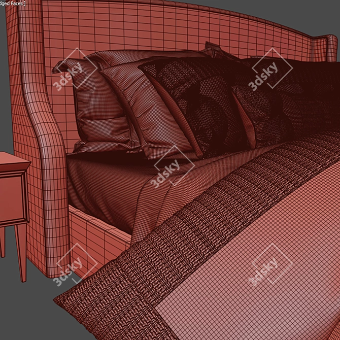 Modern Bed with Built-in Side Tables 3D model image 3