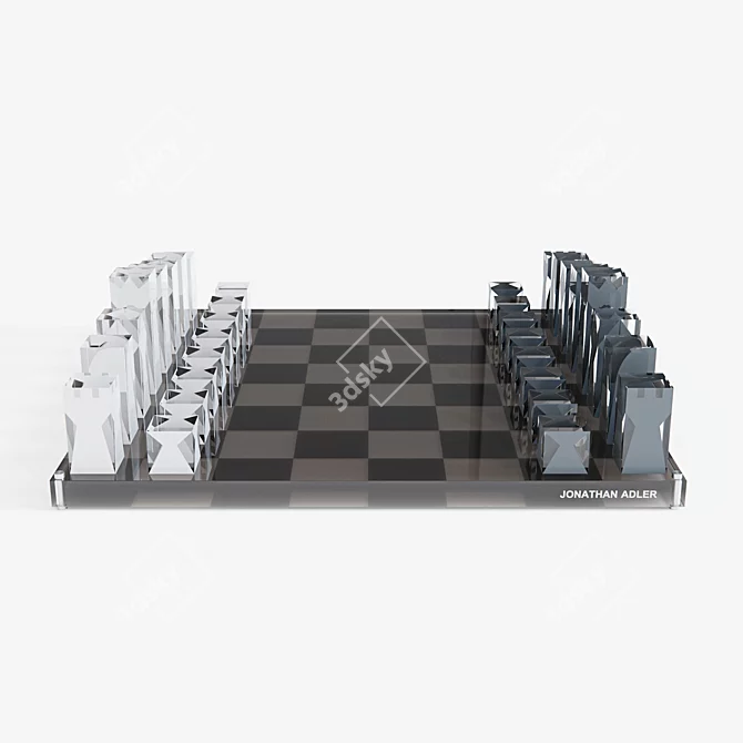 Luxury Acrylic Chess Set 3D model image 1