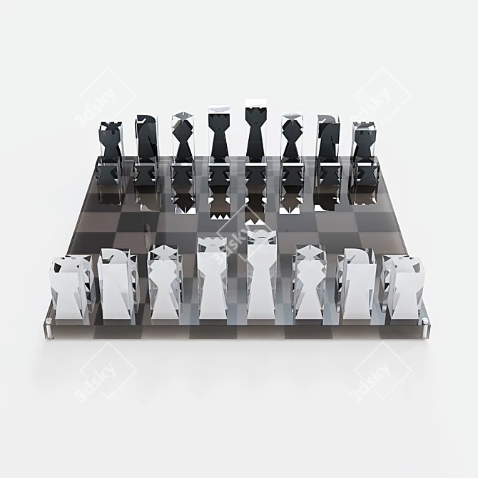 Luxury Acrylic Chess Set 3D model image 2
