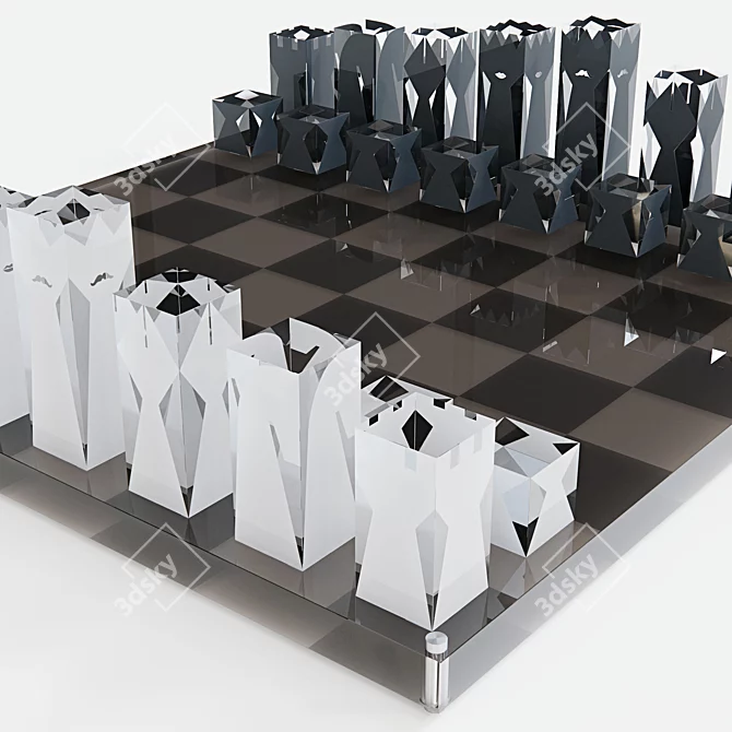 Luxury Acrylic Chess Set 3D model image 3