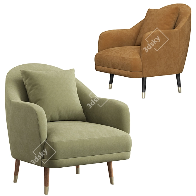 Cozy Fabric Armchair: Comfort and Style 3D model image 1