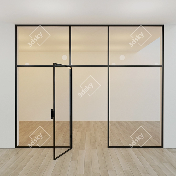 Stylish Glass Door Partition 3D model image 2