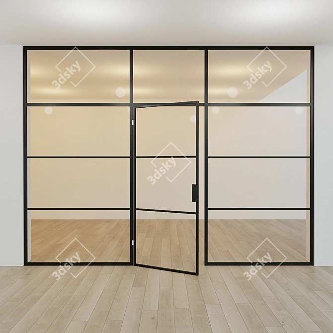 Stylish Glass Door Partition 3D model image 3