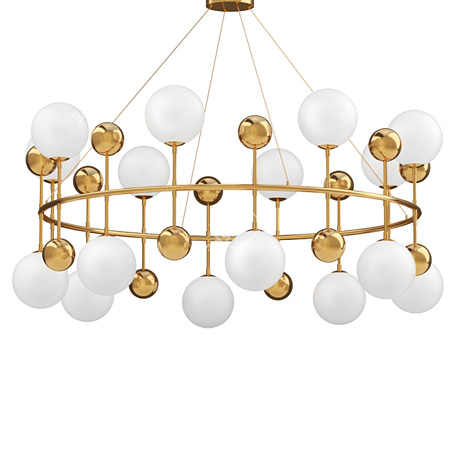 Modern Golden Milk Bubble Chandelier 3D model image 1