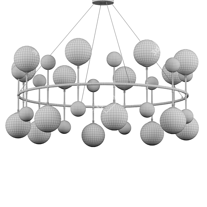 Modern Golden Milk Bubble Chandelier 3D model image 2