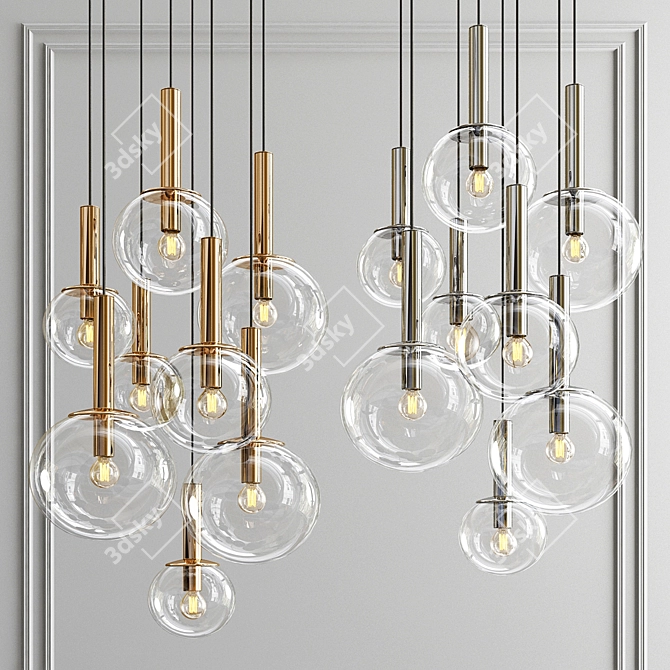 Sleek and Stylish Sonneman Bubbles Pendant. 3D model image 1