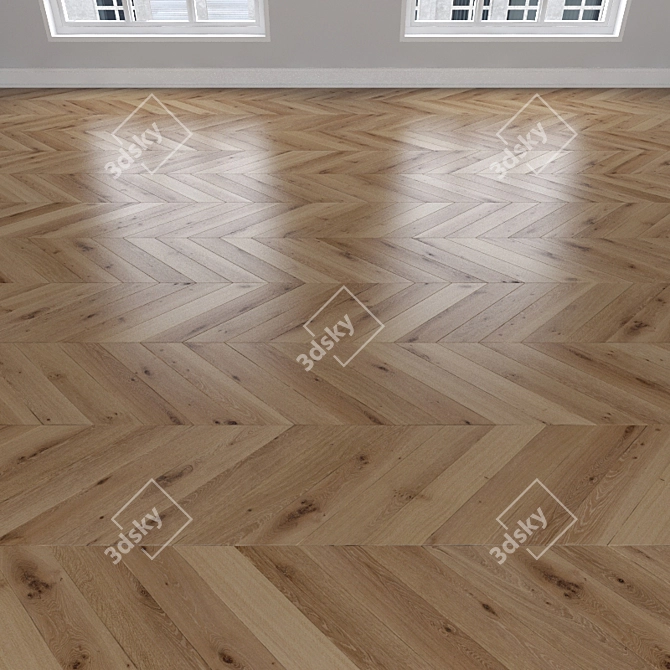 Oak Parquet: Herringbone, Linear & Chevron 3D model image 3