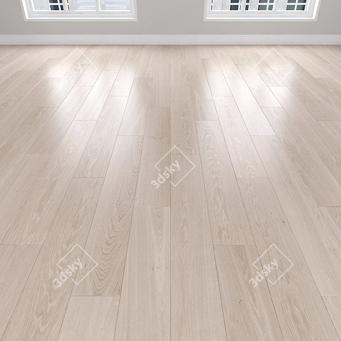 Cream Oak Parquet: Herringbone, Linear, Chevron 3D model image 1