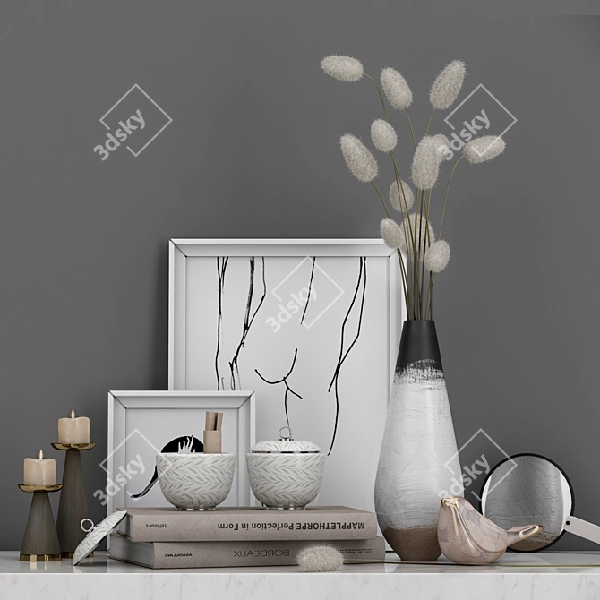 Decorative Set with Hair and Fur 3D model image 1