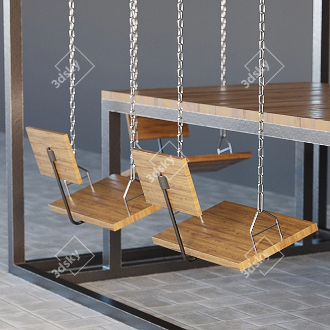 SwingTable: Stylish Outdoor Dining Solution 3D model image 2