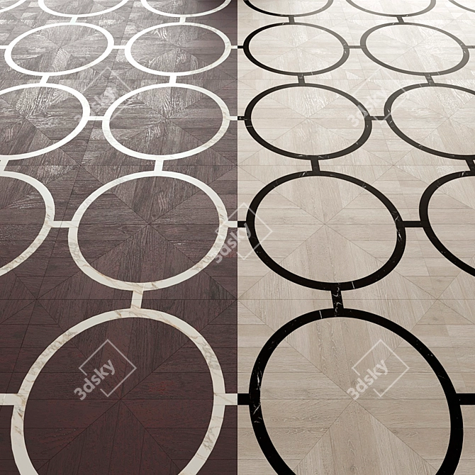 Exquisite Oak & Marble Parquet 3D model image 1