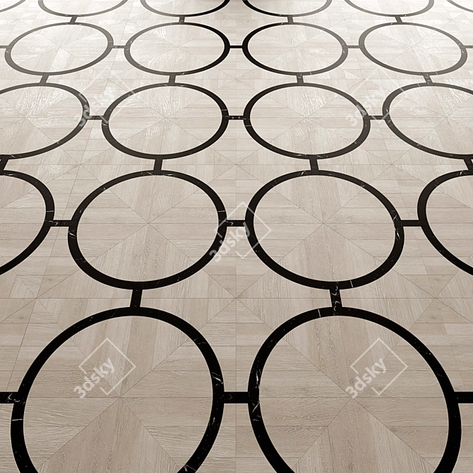 Exquisite Oak & Marble Parquet 3D model image 2