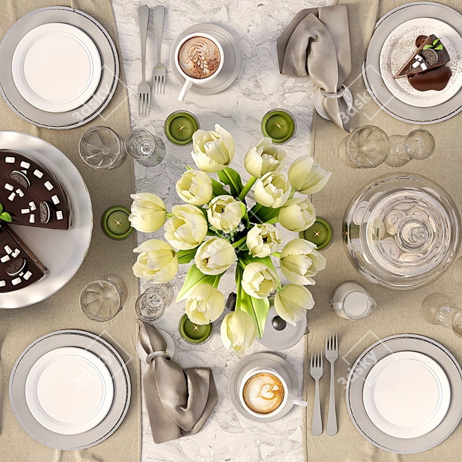 Tulip-inspired Table Setting 3D model image 2